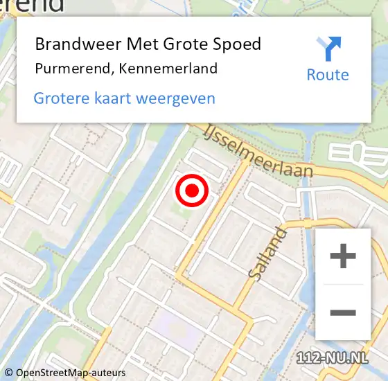 Locatie op kaart van de 112 melding: Brandweer Met Grote Spoed Naar Purmerend, Kennemerland op 16 september 2023 22:17