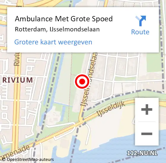 Locatie op kaart van de 112 melding: Ambulance Met Grote Spoed Naar Rotterdam, IJsselmondselaan op 16 september 2023 22:19
