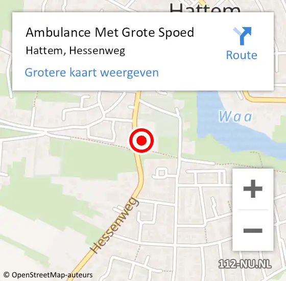 Locatie op kaart van de 112 melding: Ambulance Met Grote Spoed Naar Hattem, Hessenweg op 8 september 2014 13:30