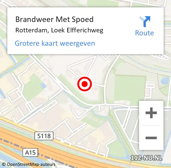 Locatie op kaart van de 112 melding: Brandweer Met Spoed Naar Rotterdam, Loek Elfferichweg op 16 september 2023 22:33