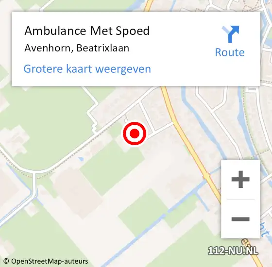 Locatie op kaart van de 112 melding: Ambulance Met Spoed Naar Avenhorn, Beatrixlaan op 16 september 2023 23:16