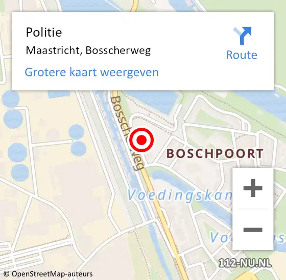 Locatie op kaart van de 112 melding: Politie Maastricht, Bosscherweg op 16 september 2023 23:31