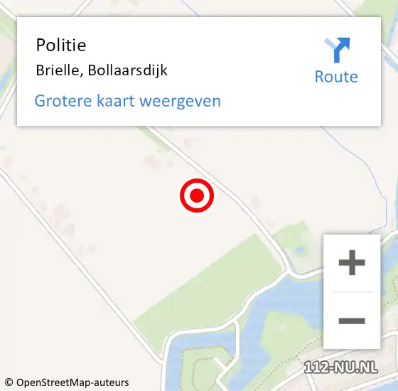 Locatie op kaart van de 112 melding: Politie Brielle, Bollaarsdijk op 16 september 2023 23:41