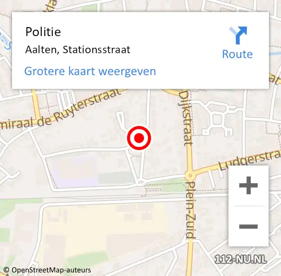 Locatie op kaart van de 112 melding: Politie Aalten, Stationsstraat op 16 september 2023 23:46