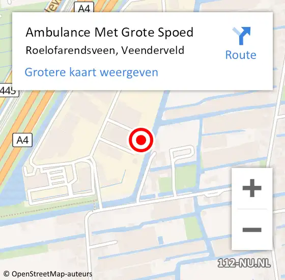 Locatie op kaart van de 112 melding: Ambulance Met Grote Spoed Naar Roelofarendsveen, Veenderveld op 17 september 2023 00:09