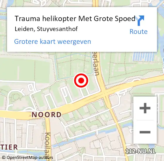 Locatie op kaart van de 112 melding: Trauma helikopter Met Grote Spoed Naar Leiden, Stuyvesanthof op 17 september 2023 00:20