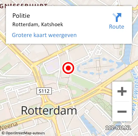 Locatie op kaart van de 112 melding: Politie Rotterdam, Katshoek op 17 september 2023 00:23