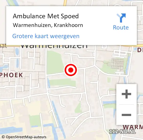 Locatie op kaart van de 112 melding: Ambulance Met Spoed Naar Warmenhuizen, Krankhoorn op 17 september 2023 00:48
