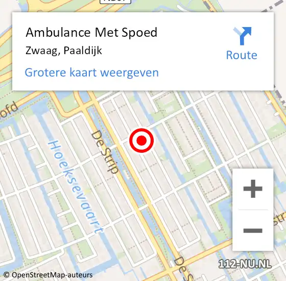Locatie op kaart van de 112 melding: Ambulance Met Spoed Naar Zwaag, Paaldijk op 17 september 2023 00:56