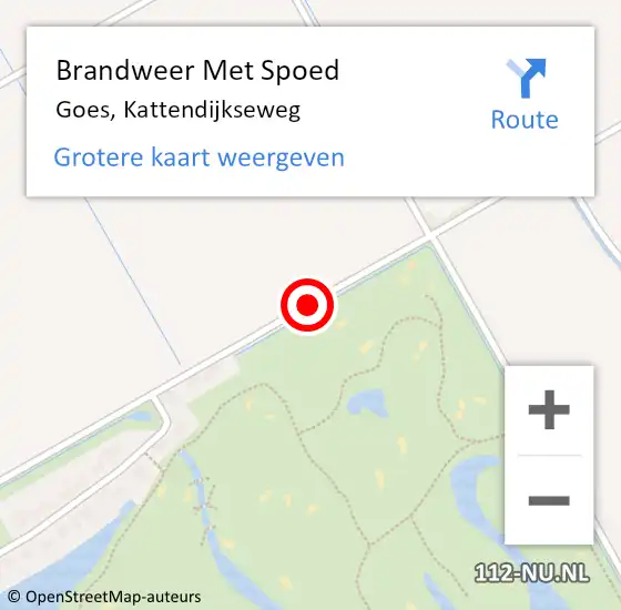 Locatie op kaart van de 112 melding: Brandweer Met Spoed Naar Goes, Kattendijkseweg op 8 september 2014 13:42