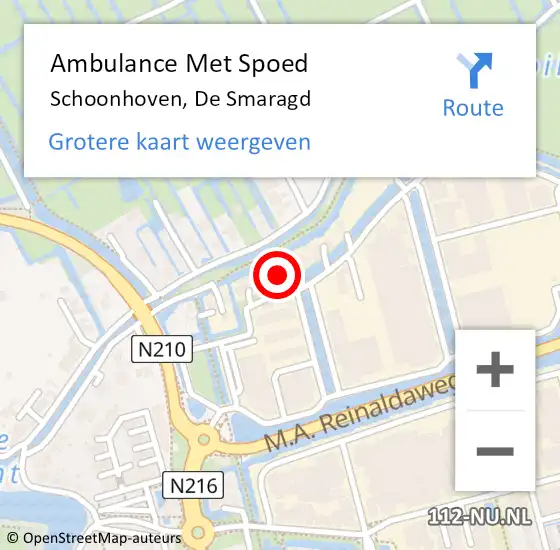 Locatie op kaart van de 112 melding: Ambulance Met Spoed Naar Schoonhoven, De Smaragd op 17 september 2023 01:12