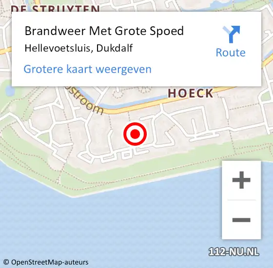 Locatie op kaart van de 112 melding: Brandweer Met Grote Spoed Naar Hellevoetsluis, Dukdalf op 17 september 2023 01:37