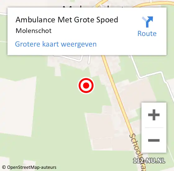 Locatie op kaart van de 112 melding: Ambulance Met Grote Spoed Naar Molenschot op 17 september 2023 01:45