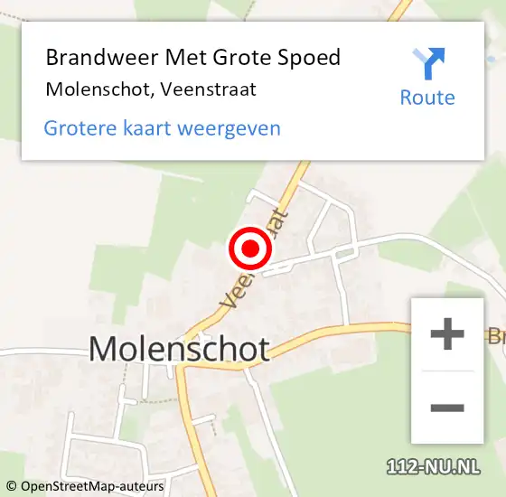 Locatie op kaart van de 112 melding: Brandweer Met Grote Spoed Naar Molenschot, Veenstraat op 17 september 2023 01:45