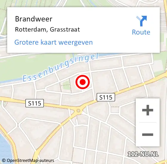 Locatie op kaart van de 112 melding: Brandweer Rotterdam, Grasstraat op 17 september 2023 01:55