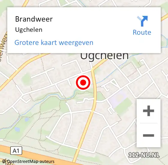 Locatie op kaart van de 112 melding: Brandweer Ugchelen op 17 september 2023 02:18