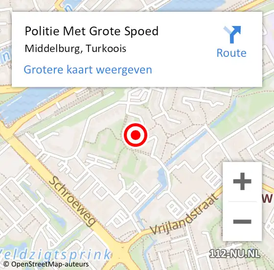 Locatie op kaart van de 112 melding: Politie Met Grote Spoed Naar Middelburg, Turkoois op 17 september 2023 02:31