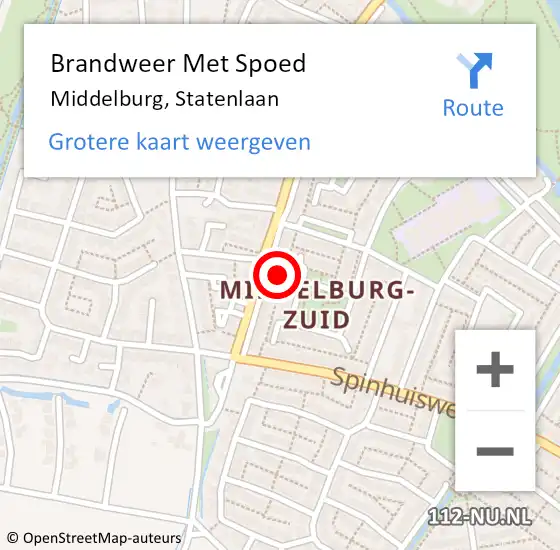 Locatie op kaart van de 112 melding: Brandweer Met Spoed Naar Middelburg, Statenlaan op 17 september 2023 02:51