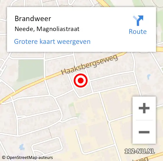 Locatie op kaart van de 112 melding: Brandweer Neede, Magnoliastraat op 17 september 2023 03:24