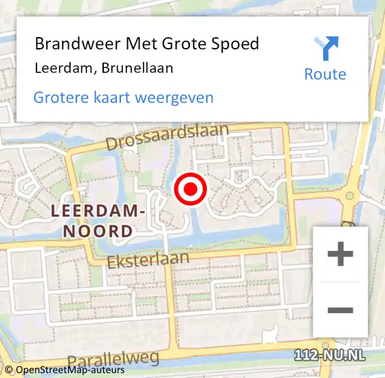 Locatie op kaart van de 112 melding: Brandweer Met Grote Spoed Naar Leerdam, Brunellaan op 17 september 2023 04:39