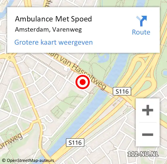 Locatie op kaart van de 112 melding: Ambulance Met Spoed Naar Amsterdam, Varenweg op 17 september 2023 04:43