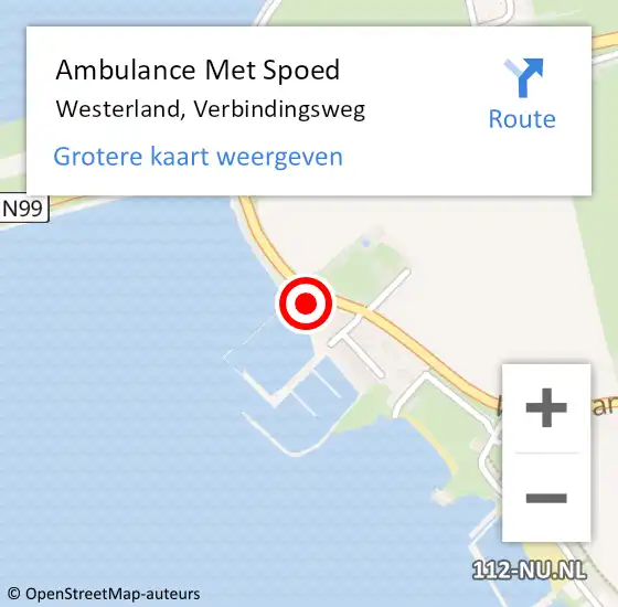 Locatie op kaart van de 112 melding: Ambulance Met Spoed Naar Westerland, Verbindingsweg op 17 september 2023 07:20