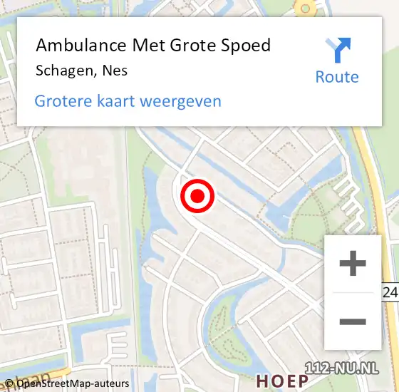 Locatie op kaart van de 112 melding: Ambulance Met Grote Spoed Naar Schagen, Nes op 17 september 2023 08:26