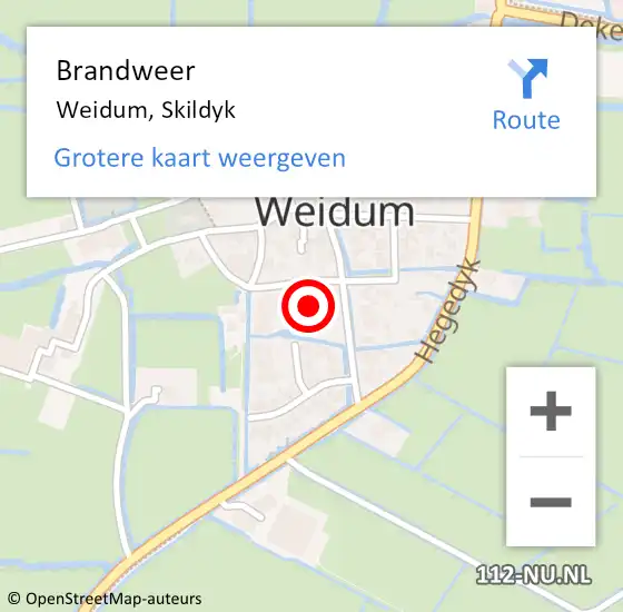 Locatie op kaart van de 112 melding: Brandweer Weidum, Skildyk op 17 september 2023 08:31
