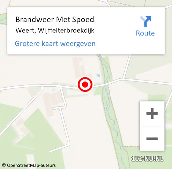 Locatie op kaart van de 112 melding: Brandweer Met Spoed Naar Weert, Wijffelterbroekdijk op 17 september 2023 08:31