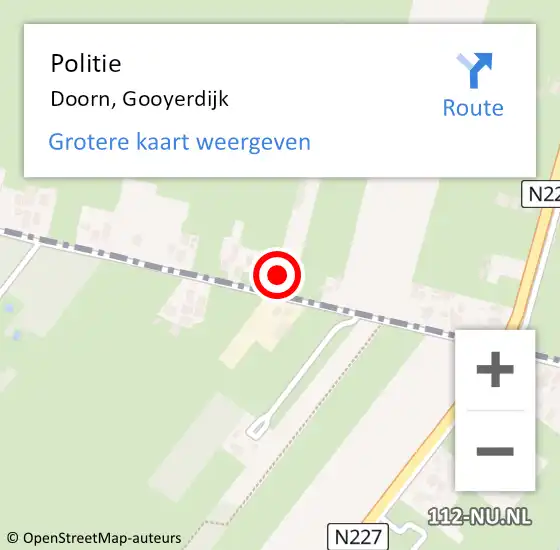 Locatie op kaart van de 112 melding: Politie Doorn, Gooyerdijk op 17 september 2023 08:35