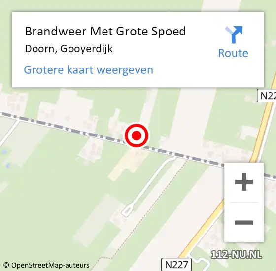 Locatie op kaart van de 112 melding: Brandweer Met Grote Spoed Naar Doorn, Gooyerdijk op 17 september 2023 08:37