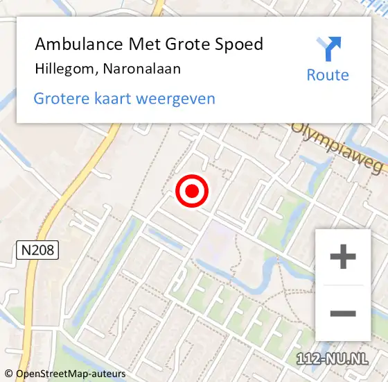 Locatie op kaart van de 112 melding: Ambulance Met Grote Spoed Naar Hillegom, Naronalaan op 17 september 2023 08:40