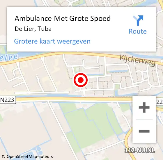 Locatie op kaart van de 112 melding: Ambulance Met Grote Spoed Naar De Lier, Tuba op 17 september 2023 09:19