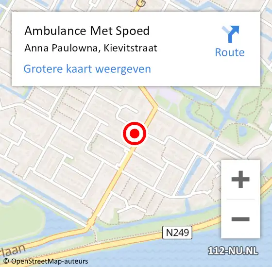 Locatie op kaart van de 112 melding: Ambulance Met Spoed Naar Anna Paulowna, Kievitstraat op 17 september 2023 09:26