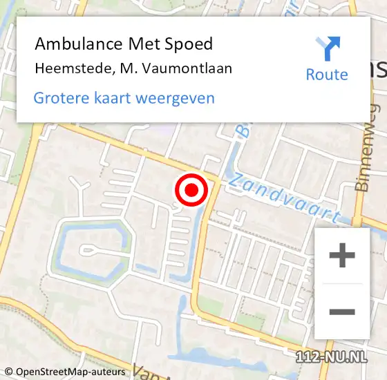 Locatie op kaart van de 112 melding: Ambulance Met Spoed Naar Heemstede, M. Vaumontlaan op 17 september 2023 09:29