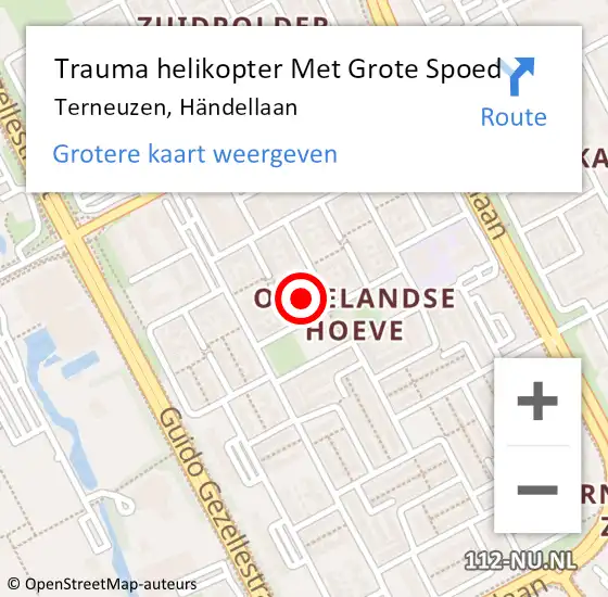 Locatie op kaart van de 112 melding: Trauma helikopter Met Grote Spoed Naar Terneuzen, Händellaan op 17 september 2023 09:47