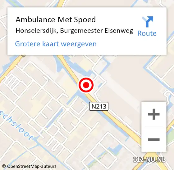 Locatie op kaart van de 112 melding: Ambulance Met Spoed Naar Honselersdijk, Burgemeester Elsenweg op 17 september 2023 09:49