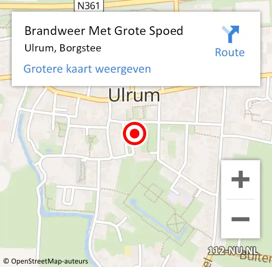 Locatie op kaart van de 112 melding: Brandweer Met Grote Spoed Naar Ulrum, Borgstee op 17 september 2023 09:51