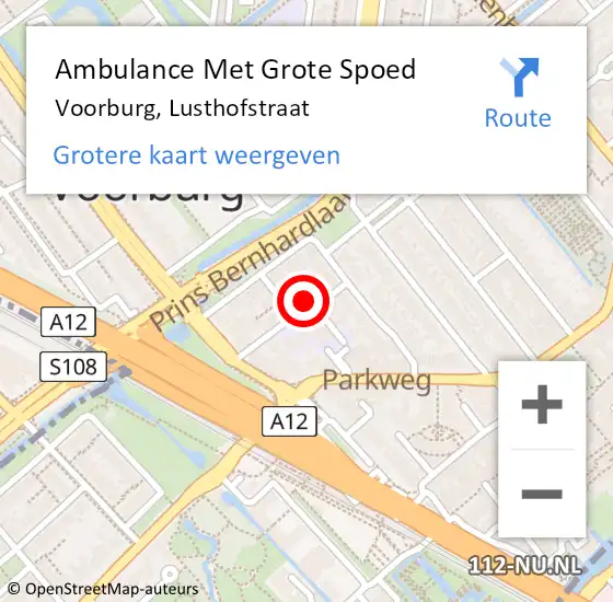 Locatie op kaart van de 112 melding: Ambulance Met Grote Spoed Naar Voorburg, Lusthofstraat op 17 september 2023 10:07