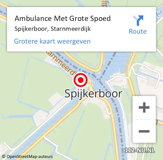 Locatie op kaart van de 112 melding: Ambulance Met Grote Spoed Naar Spijkerboor, Starnmeerdijk op 17 september 2023 10:09