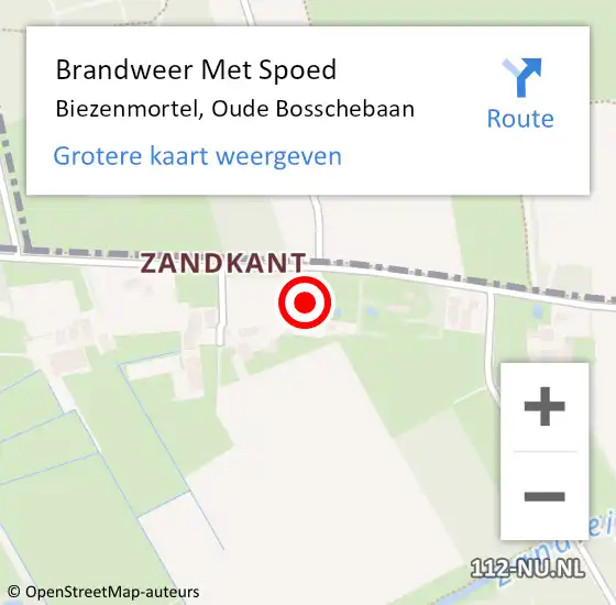 Locatie op kaart van de 112 melding: Brandweer Met Spoed Naar Biezenmortel, Oude Bosschebaan op 17 september 2023 10:49