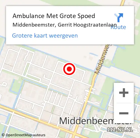 Locatie op kaart van de 112 melding: Ambulance Met Grote Spoed Naar Middenbeemster, Gerrit Hoogstraatenlaan op 17 september 2023 11:01