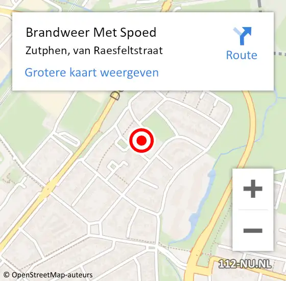 Locatie op kaart van de 112 melding: Brandweer Met Spoed Naar Zutphen, van Raesfeltstraat op 17 september 2023 11:21