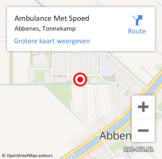 Locatie op kaart van de 112 melding: Ambulance Met Spoed Naar Abbenes, Tonnekamp op 17 september 2023 11:23