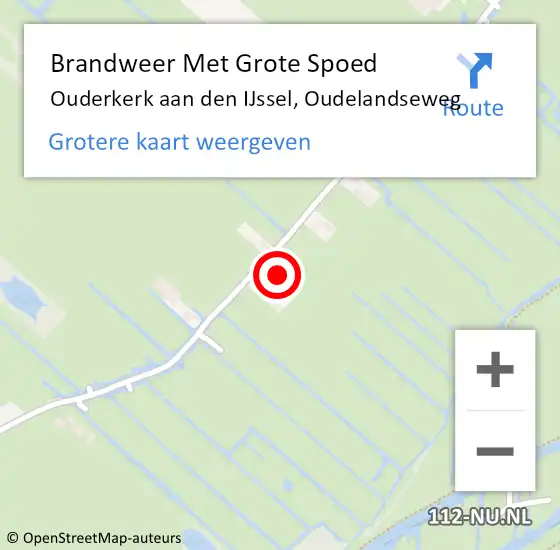 Locatie op kaart van de 112 melding: Brandweer Met Grote Spoed Naar Ouderkerk aan den IJssel, Oudelandseweg op 17 september 2023 11:25