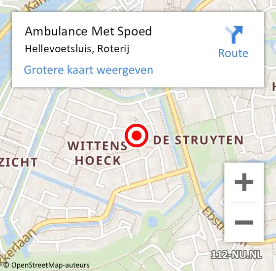 Locatie op kaart van de 112 melding: Ambulance Met Spoed Naar Hellevoetsluis, Roterij op 17 september 2023 11:32