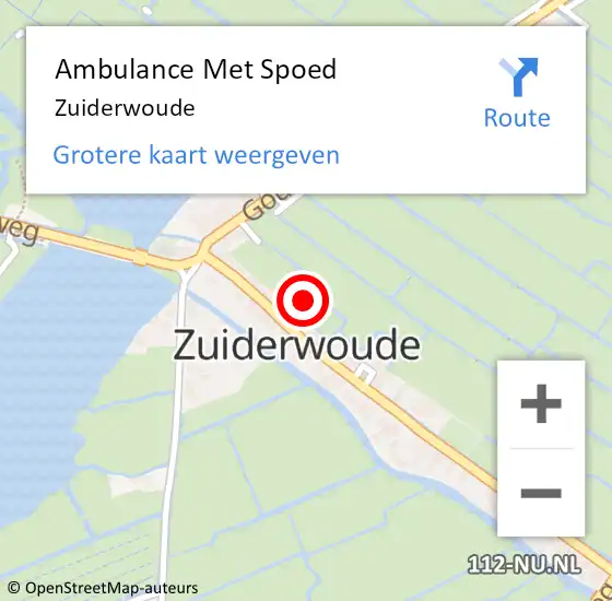 Locatie op kaart van de 112 melding: Ambulance Met Spoed Naar Zuiderwoude op 17 september 2023 11:47
