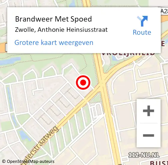 Locatie op kaart van de 112 melding: Brandweer Met Spoed Naar Zwolle, Anthonie Heinsiusstraat op 17 september 2023 11:47