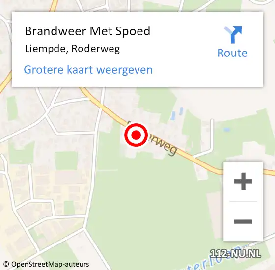 Locatie op kaart van de 112 melding: Brandweer Met Spoed Naar Liempde, Roderweg op 17 september 2023 11:51