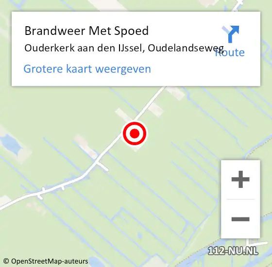 Locatie op kaart van de 112 melding: Brandweer Met Spoed Naar Ouderkerk aan den IJssel, Oudelandseweg op 17 september 2023 12:28